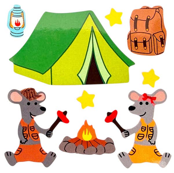 Glossy Mice Camping Stickers Sheet Vintage Inspired
