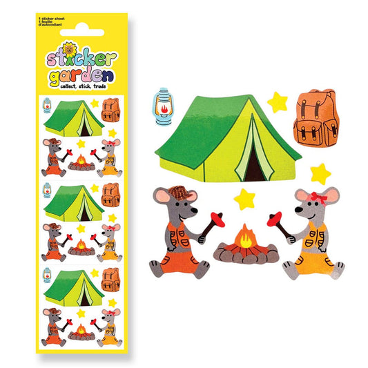 Glossy Mice Camping Stickers Sheet Vintage Inspired