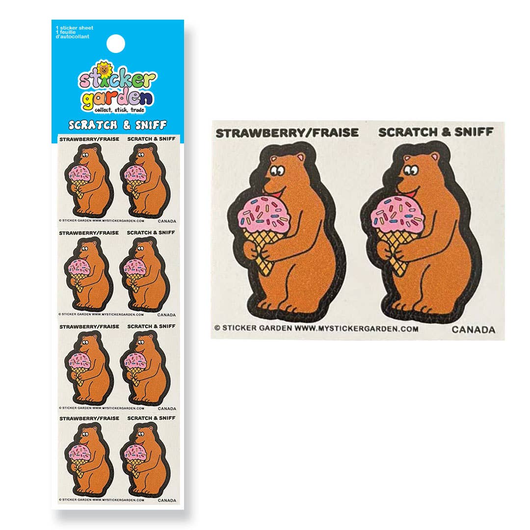 Retro Scratch and Sniff Sticker Sheet - Strawberry Scent