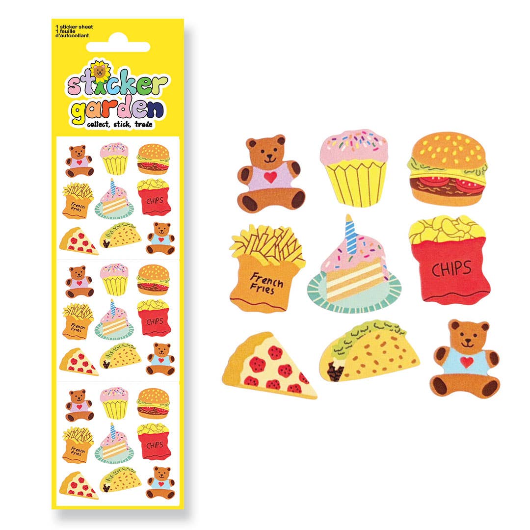 Retro Glossy Teddy Bear Picnic Stickers