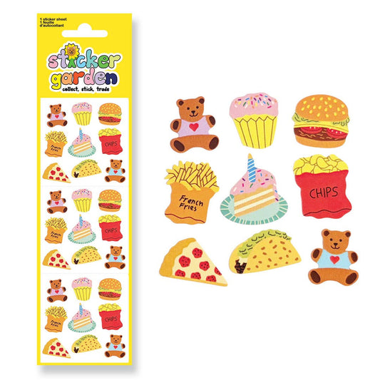 Retro Glossy Teddy Bear Picnic Stickers