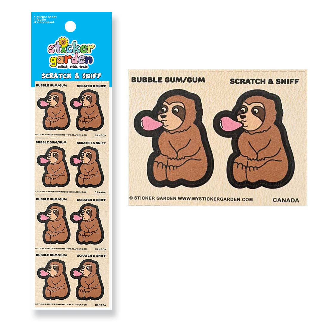 Retro Scratch and Sniff Sticker Sheet - Bubblegum Scent