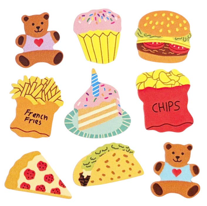 Retro Glossy Teddy Bear Picnic Stickers