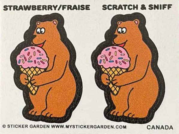 Retro Scratch and Sniff Sticker Sheet - Strawberry Scent